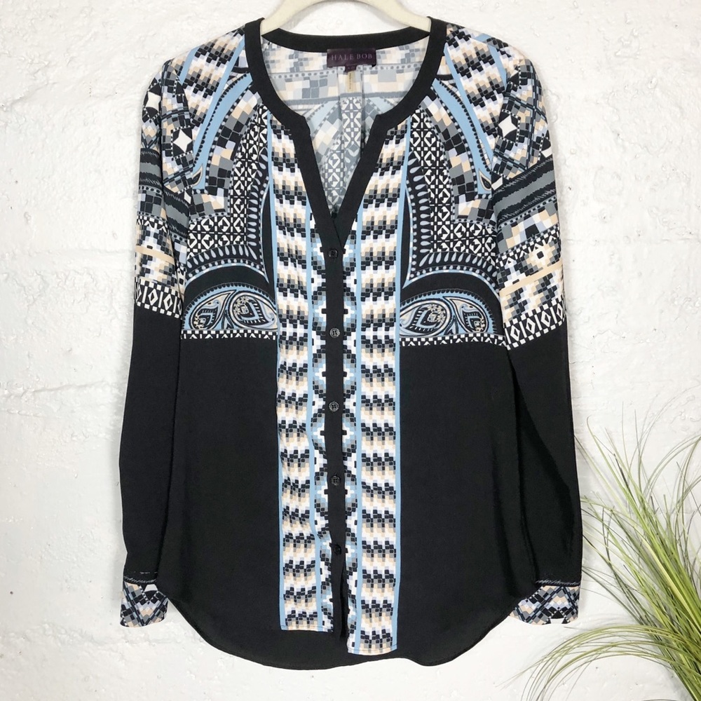 Hale Bob Exotic Line Black Blouse
